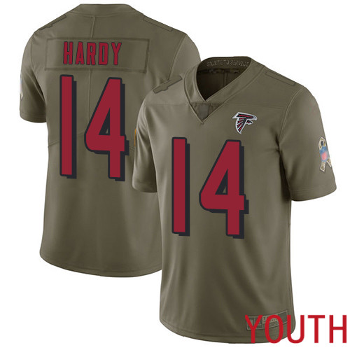 Atlanta Falcons Limited Olive Youth Justin Hardy Jersey NFL Football #14 2017 Salute to Service